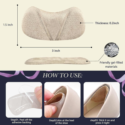 Heel Pads - Heel Inserts for Women, Heel Grips Gel Heel Protectors Improved Shoe Fit and Comfort for Loose Shoes, Heel Pain Relief (4 Pairs)...
