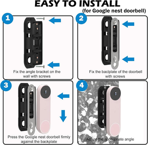 Blink Doorbell Mount Adjustable Angle Mount Kit, Wide Viewing Range Left/Right Adjustable Blink Corner Mount Bracket Holder, Compatibel with Blink...