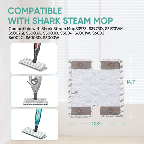 2 Pack Genius Steam Mop Pads Compatible with Shark Genius Hard Floor Cleaning System Pocket Steam Mop S5003D,S6002,S5004Q & Lift-Away Pro Steam Po...