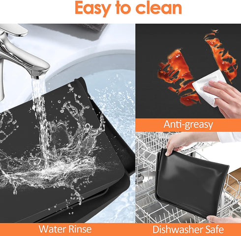 Silicone Coffee Maker Mat with Lip, 19.7'' x 15'' Heavy Duty Coffee Maker Mat for Countertops, Coffee Tray Fit Under Coffee Maker Appliance Automa...