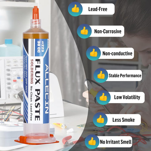No Clean Soldering Flux 223 30CC High Viscosity Electronics Solder Fluxes Paste Syringe 30mL for Circuit Boards and Copper Electrical Wire with Ne...