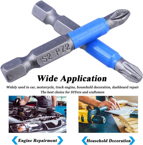 Mesee 12 Pieces 50mm Magnetic Cross Screwdriver Bit Set, 1/4" Hex Shank Anti-Slip Phillips Screwdriver Bits Woodworking Electric Hand Drill Tool A...