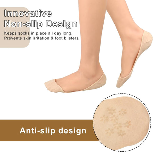 Womens No Show Thin Socks Womens 6 Pairs Low Cut Liner Non Slip Socks Footies Invisible Socks for Flat Boat, Nude...