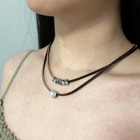 Boho Choker Necklace for Women Layered Bohemian Turquoise Flower Heart Coin Leather Choker Western Boho Necklaces (B-Beads heart,Brown)...