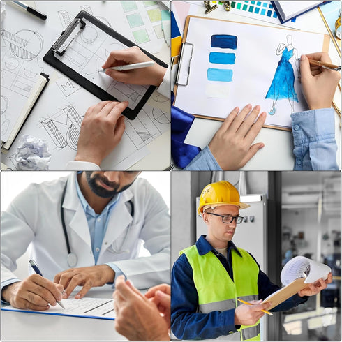 PATIKIL 12.4 x 8.86 Inch Clipboard Landscape, 2 Pack A4 PP Plastic Office Clipboards Low Profile Clip for Office Drawing Sketching, Black...