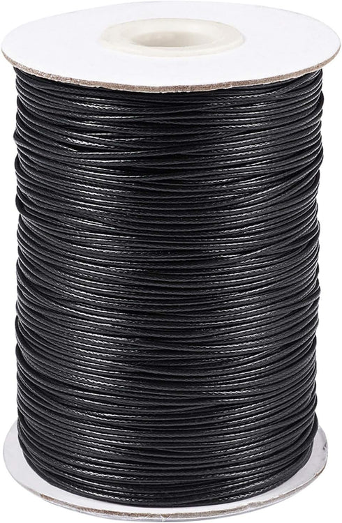 200 Yards Black Korean Waxed Polyester Cord Threads Braided Beading Cords Necklace Bracelet Wire String 1mm with Spool for Sewing Jewelry Making M...