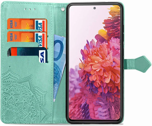 Samsung Galaxy S20 FE 5G Wallet Phone Case,Stylish Advanced Mandala Embossing PU Leather Flip Phone Case ID Card Slots and Stand Magnetic Closure ...