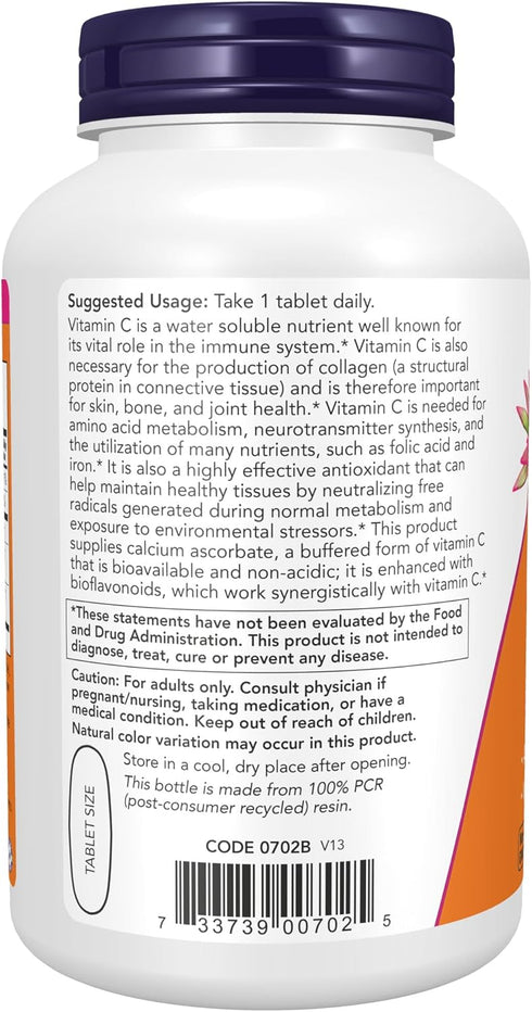 NOW Supplements, Vitamin C-1000 Complex with 250 mg of Bioflavonoids, Buffered, Antioxidant Protection*, 180 Tablets...
