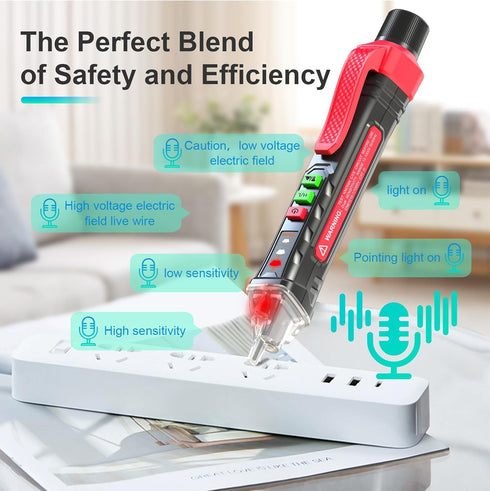 Voice broadcast voltage tester,Non Contact Voltage Tester,12V-1000V/48V-1000V Dual Range,electrical tester,Efficient Live/Hot Wire Tester,Wire Bre...