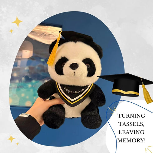 Graduation Bear Panda Stuffed Animal Plushies 2024 graduation gifts 10'' Panda Plush for kindergarten/Elementary/High School/College (Yellow)...