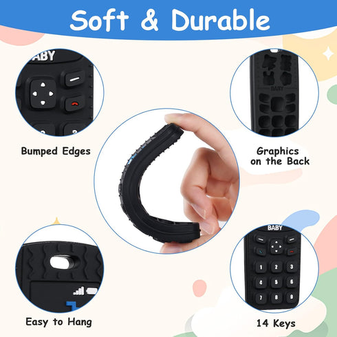 Baby Teether Toys, 2PCS Silicone Baby Teething Toys Phone Shape with 2PCS Pacifier Clip, Soft Teething Toys for Toddlers,Boys Girls Baby Chew Toys...