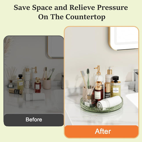 Bukfen 360 Rotating Makeup Organizer for Vanity,1 Tier Gem Green Small Skincare Organizers,Lazy Susan Organizer, Spinning Cosmetic Display Case,Or...