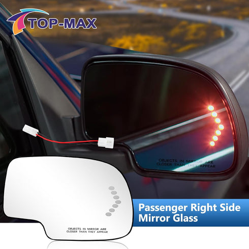 Passenger Side Mirror Glass Replacement for 2003-2006 Chevy Silverado GMC Sierra Tahoe Yukon Suburban Avalanche Cadillac Escalade, Heated Exterior...