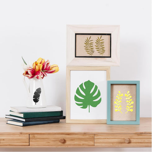 Small Leaf Stencils for Painting on Wood Stone Reusable Tropical Leaves Fern Palm Nature Stencils for Kids Adults on Wood Fabric Rock Card Art Pai...