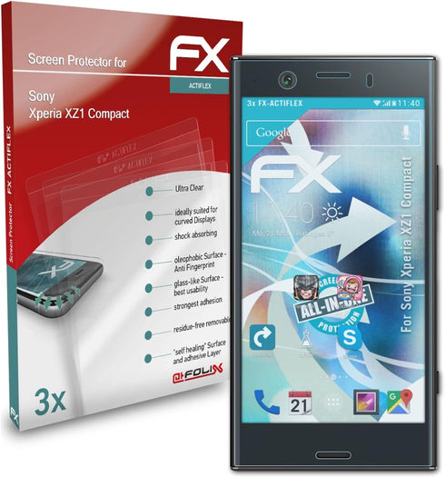Screen Protector compatible with Sony Xperia XZ1 Compact Protector Film, ultra clear and flexible FX Screen Protection Film (3X)...