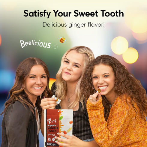 P.R.I Manuka Honey & Ginger Nuggets, Sweet and All Natural Hard Candy Treat, 3oz...