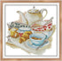 Rosyfoxes Cross Stitch Kits Stamped Full Range of Embroidery Starter Kits for Beginners DIY 11CT 3 Strands - Quietly Elegant Tea Set(Printed) 37×3...