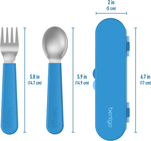 Bentgo® Kids Stainless Steel Utensil Set - Reusable Fork, Spoon & Storage Case - High-Grade BPA-Free Stainless Steel, Easy-Grip Handles, Dishwashe...