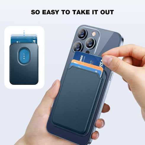 Miracase for MagSafe Wallet, Magnetic Card Wallet Holder, Compatible with MagSafe Wallet, 3-Card Holder, for iPhone 15/14/13/12 Series,Blue...