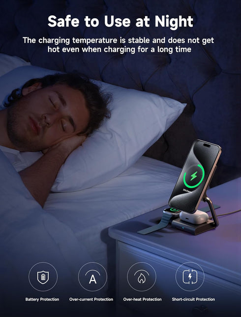 JSAUX 2-in-1 Wireless Charging Station, 15W Magsafe Charger Foldable Metal Magnetic Charger Stand Compatible with iPhone 15/15 Pro Max/14 13 AirPo...