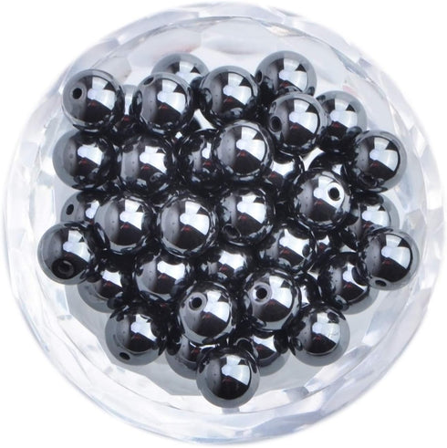 100Pcs Natural Crystal Beads Stone Gemstone Round Loose Energy Healing Beads with Free Crystal Stretch Cord for Jewelry Making (Hematite, 8MM)...