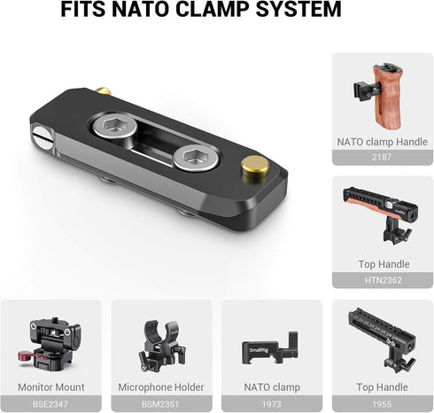SMALLRIG Universal Low-Profile Quick Release NATO Rail Safety Rail 50mm/2inches Long with 1/4'' Screws for NATO Handle Camera Cage EVF Mount – BUN...