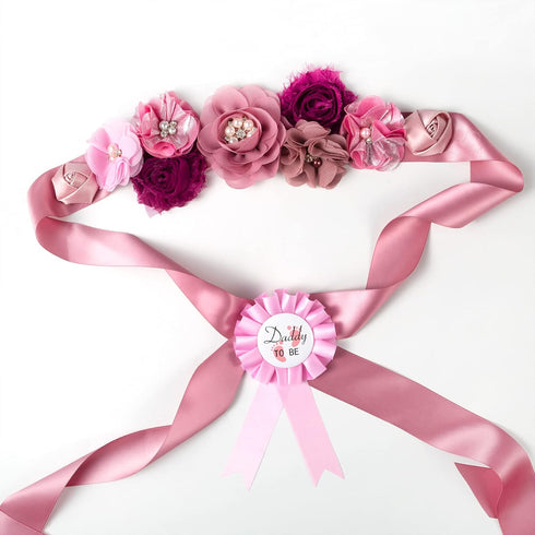 Handmade Floral Pearl Maternity Sash for Mom to Be - Luxury 3D Crystal Pregnancy Sash, Baby Shower Photo Props, Gender Reveal & New Mom Belly Band...