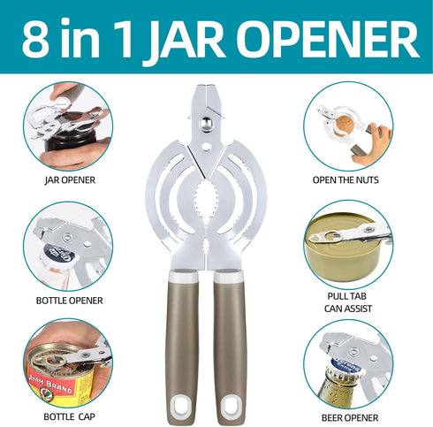 Jar Opener, Multifunctional Jar Openers for Seniors, Stainless Steel Jar Lid Opener, Easy Twist Bottle Opener for Seniors with Arthritis...