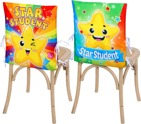 2 Pieces Star Student Chair Cover for Kids Colorful Seat Cover for Classroom Star Chair Cover for Classroom Office Home Party School, 18.9 x 15.75...