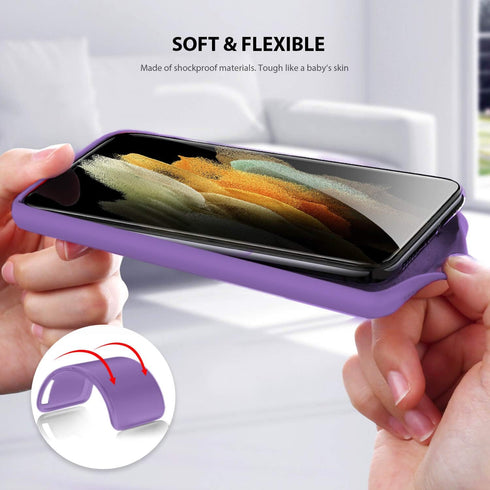 ZUSLAB Nano Silicone Compatible with Samsung Galaxy S21 Ultra 5G Case Liquid Silicone Rubber Shockproof Soft Full Protection Case - Purple...