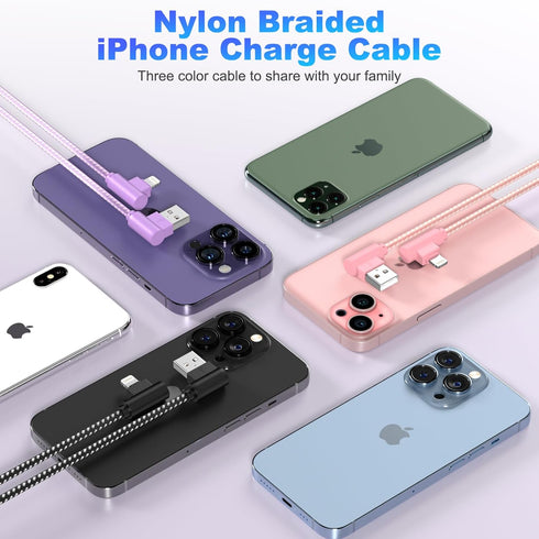 iPhone Charger, 3 Pack USB A to Lightning Cable MFi Certified iPhone Charger Cord Nylon Braided Compatible with iPhone 14/13/12/11 Pro Max/XS/XR/X...