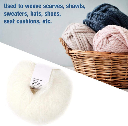 Soft Mohair Knitting - Popular Soft Mohair Pashm Knit Angora Long Wool Yarn Hot (with a Crochet)(White)...
