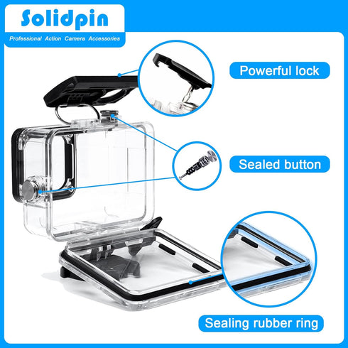 Waterproof Housing Case for GoPro HERO 11 Black, Hero 10 9 Black Diving Protective Underwater Dive Cover Shell for Go Pro 11 HERO 10 9 Black Acces...