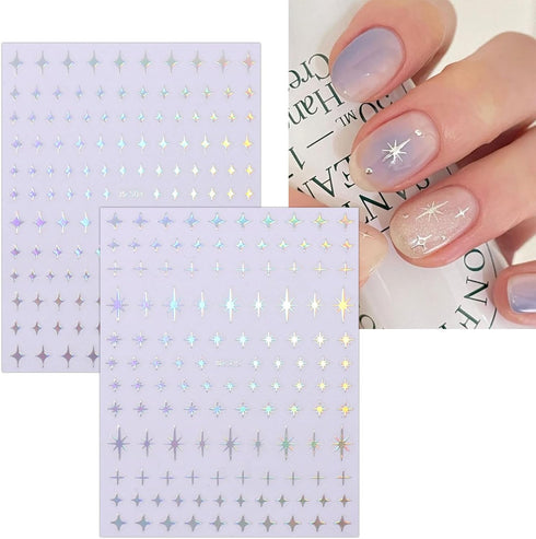 JMEOWIO 10 Sheets Star Moon Nail Art Stickers Decals Self-Adhesive Pegatinas Uñas Aurora Line Nail Supplies Nail Art Design Decoration Accessories...