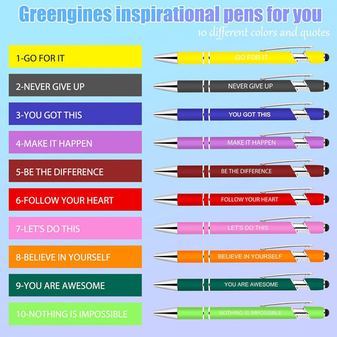 20 Pieces Inspirational Pens, Motivational Ballpoint Pen with Stylus Tip Funny Ink Pens Bulk Inspirational Gifts for Women Coworkers Office Suppli...