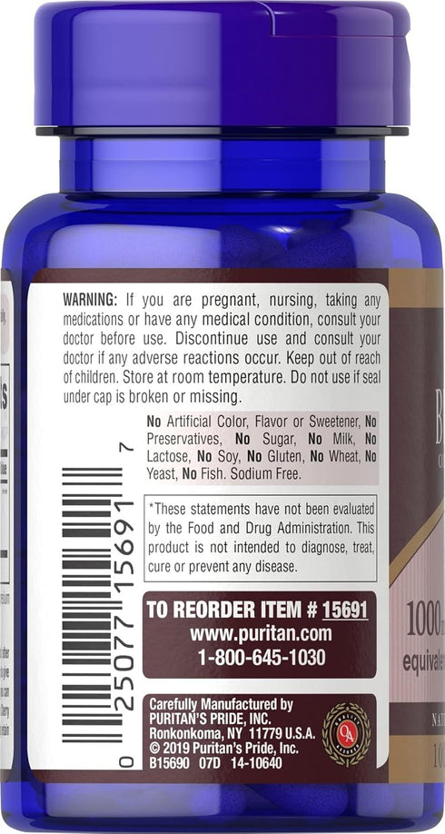 Puritan's Pride Black Cherry Extract 1000mg, 100 Count (19373)...