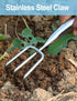 3 Tines Garden Hand Rake 10" Cultivator Claw Small Japanese Gardening Weed Tool Mini Handle Heavy Duty Stainless Steel Ninja Claw for Weeding, Tur...