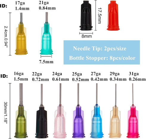 BENECREAT 8PCS Multi Purpose DIY Precision Tip Applicator Bottles 1/1.7 Ounce Needle Tip Glue Bottles with 8 Caps and 18 Tips for DIY Quilling, Cr...