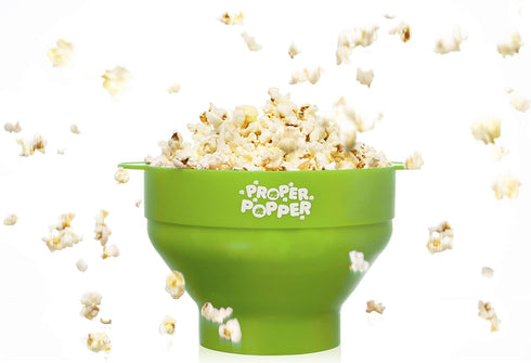 The Original Proper Popper Microwave Popcorn Popper, Silicone Popcorn Maker, Collapsible Bowl BPA Free & Dishwasher Safe - (Green)...