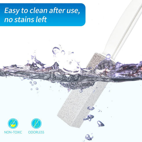 4TH Pumice Stone Toilet Bowl Cleaning Stick with Extra Large Handle,Cleans Away Limescale Stain,Hard Water Rings, Calcium,Iron and Rust. Remover f...
