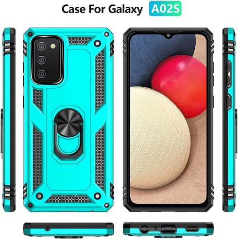 for Samsung A02s Case, Galaxy A02s Case with HD Screen Protector, Military-Grade Ring Kickstand Holder Car Mount 15ft Drop Tested Shockproof Cover...