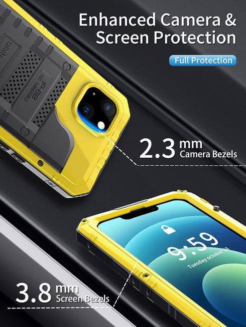 Unitedtime for iPhone 12 Case Waterproof with Built-in Screen Protector Full Body Rugged Hard Silicone, Military Grade Shockproof Dustproof Protec...