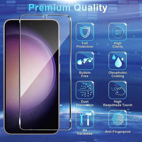 BANDQ 3 Pack for Samsung Galaxy S23 Plus Screen Protector?3+1 Pack? 1 Pack Camera Lens Protector, 9H HD Clear Tempered Glass Screen Protector for ...