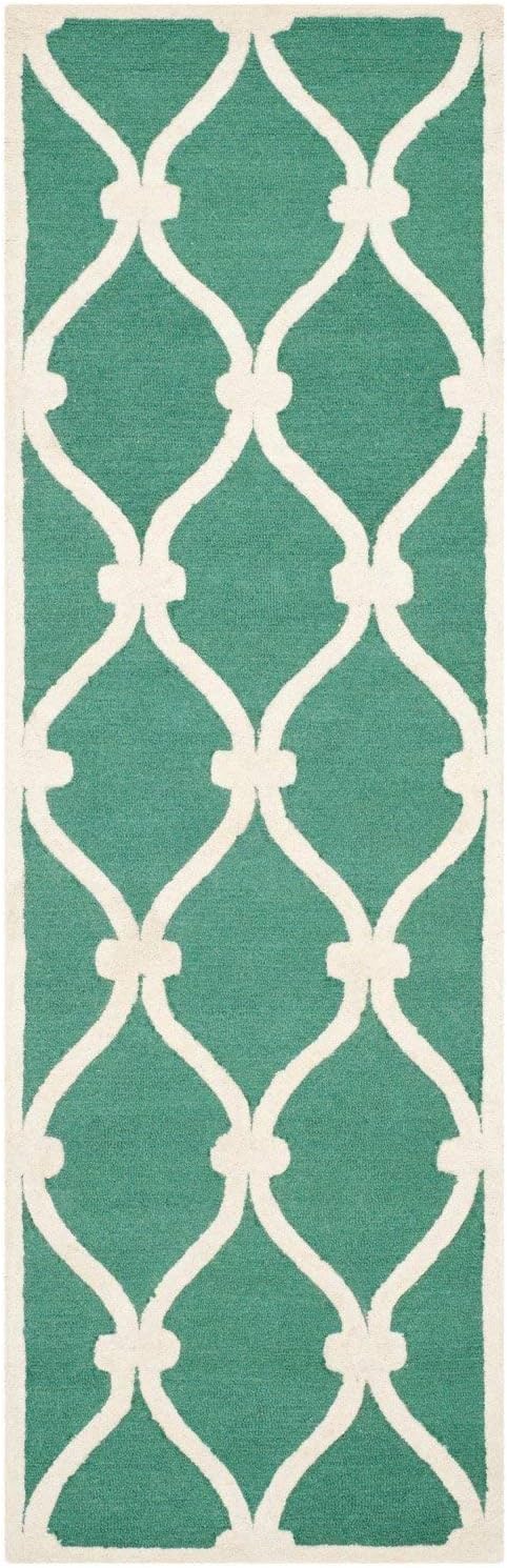SAFAVIEH Cambridge Collection Accent Rug - 2' x 3', Teal & Ivory, Handmade Moroccan Wool, Ideal for High Traffic Areas in Entryway, Living Room, B...