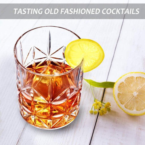 Whiskey Glass Set of 2, veecom 10 oz Crystal Whiskey Glasses Thick Bottom Bourbon Glasses Old Fashioned Rocks Glass Tumbler for Scotch, Cocktail, ...