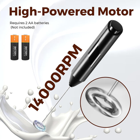 HealSmart Milk Frother Handheld, Battery Operated Whisk Maker with Stainless Steel Stand Hand Drink Mixer for Coffee, Lattes, Cappuccino, Matcha, ...