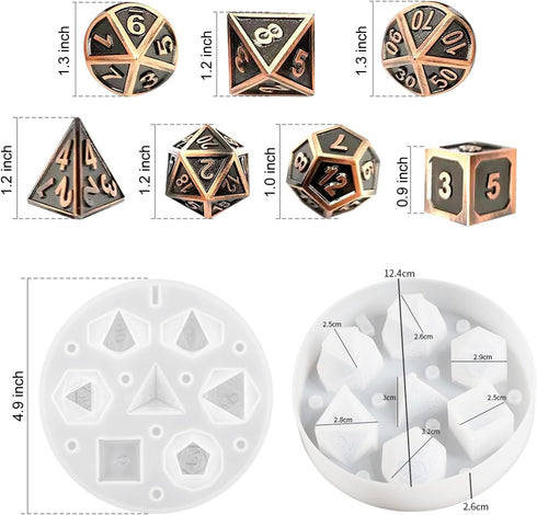 Large Dice Resin Molds DND Silicone Molds Set of 7 Dice Epoxy Resin Molds Dice Silicone Molds for DIY Dices Making Table Board Game Role Playing G...