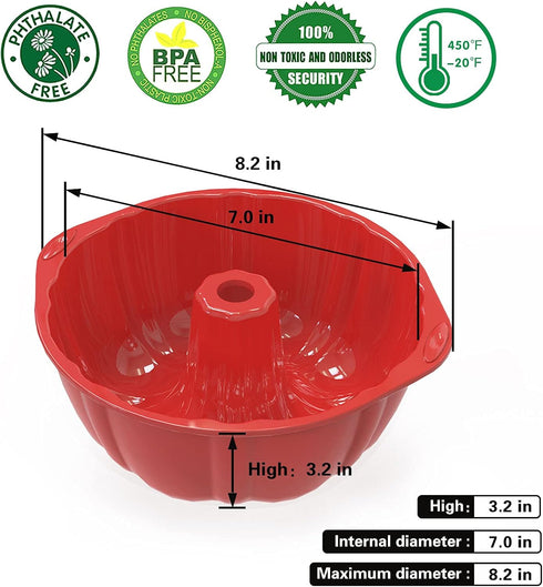 SILIVO 7 inch Silicone Buntz Cake Pans (2 Pack) - 6 Cup Nonstick Silicone Fluted Tube Pans for Baking for Cake, Brownie and Monkey Bread...