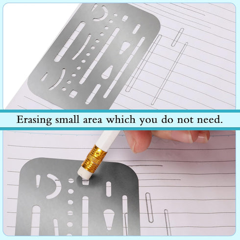 Clabby 4 Pieces Erasing Shield Stainless Steel Drawing Template Shield Drafting Tools with 26 Openings or 27 Openings for Mechanical Drawing Engin...