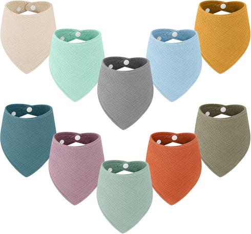 Accmor 10 Pack Muslin Baby Bibs Baby Bandana Drool Bibs 100% Cotton Baby Bibs for Teething and Drooling, Soft Bibs for Baby Girls Boys...